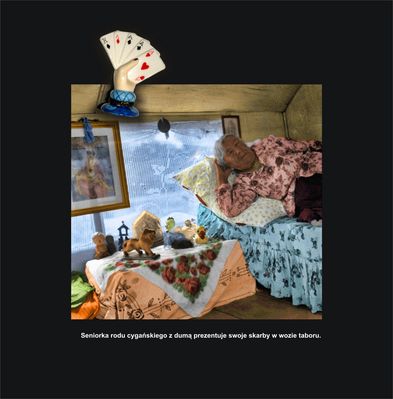 Seniorka rodu cygańskiego
Zdjęcie pochodzi z książki Mirosława Łakomskiego "Tumbonierka".
Wszelkie prawa zastrzeżone. 
