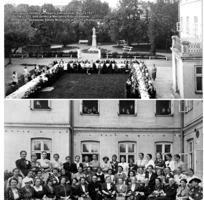 Gimnazjum Żeńskie im. Reginy Żółkiewskiej - 1937 r.
Zdjęcie pochodzi z książki Mirosława Łakomskiego "Album Tumski".
Wszelkie prawa zastrzeżone. 
