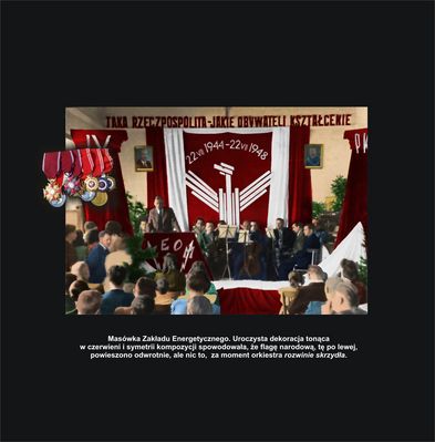 Masówka Zakładu Energetycznego - 1948 r.
Zdjęcie pochodzi z książki Mirosława Łakomskiego "Tumbonierka".
Wszelkie prawa zastrzeżone. 
