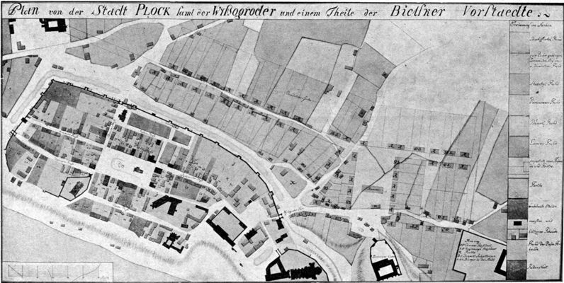 Plan Płocka wraz z przedmieściem wyszogrodzkim i częścią przedmieścia bielskiego
Plan wykonany przez Goppnera w latach (1793-1797)
