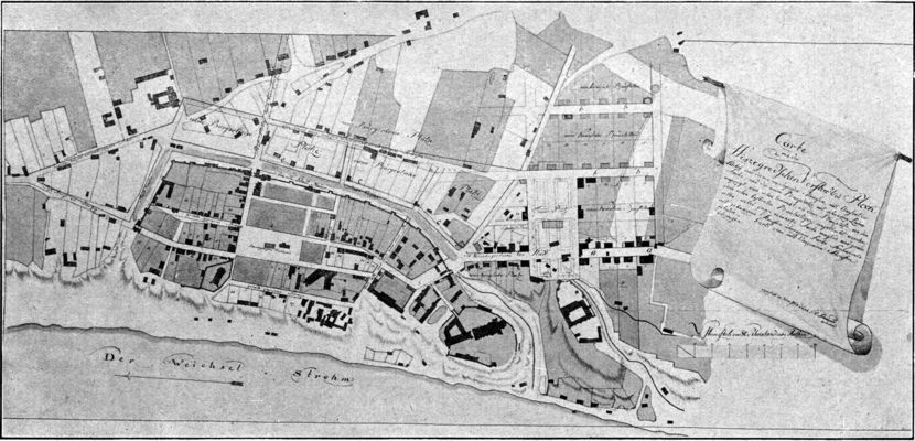 Plan Płocka wraz z przedmieściem wyszogrodzkim z roku 1798.
