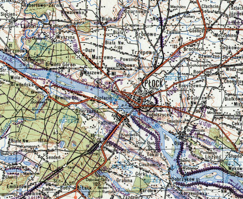 Płock i okolice - 1954-56 rok (1:200 000)
Mapa przeszkód terenowych
