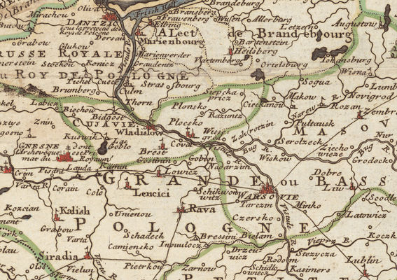 Fragment mapy z 1700 roku
Fragment mapy wydanej we Francji w 1700 roku (Geographe de Monseigneur le Dauphin).
