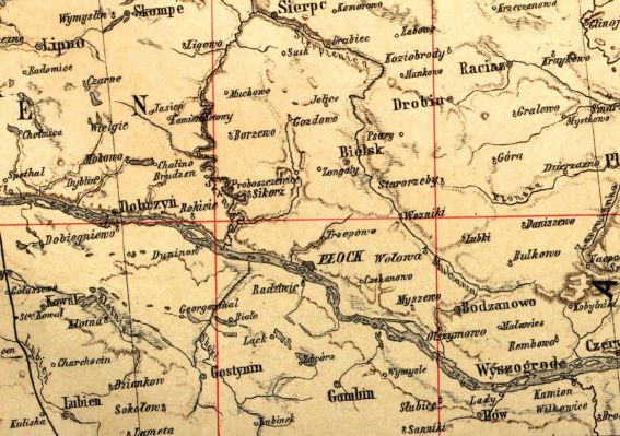 Płock i okolice, 1883
Fragment mapy "An atlas of the German Empire by Ludwig Ravenstein" z roku 1883.
