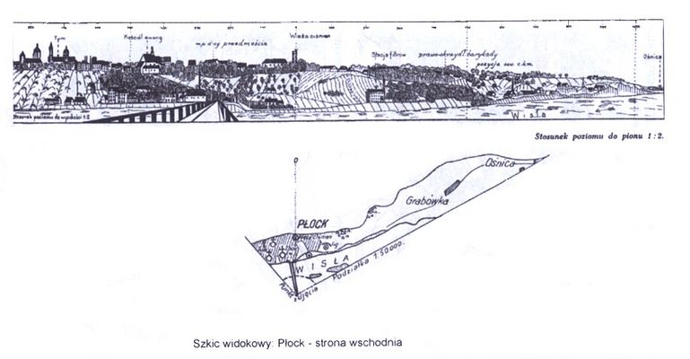 Szkic widokowy - Płock - strona wschodnia - 1920 rok
Z. Bohusz-Szyszko - "Działania wojenne nad Dolną Wisłą w 1920 roku", Warszawa 1931

