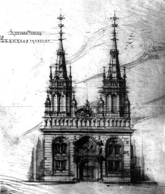 Szkic wstępny do projektu restauracji katedry płockiej
projekt nr 2 - 1901 r.
fasada
