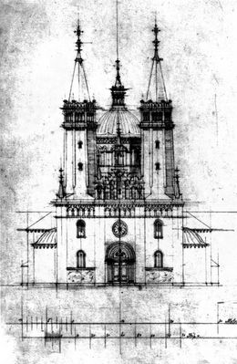 Szkic wstępny do projektu restauracji katedry płockiej
projekt nr 3 - 1901 r
fasada
