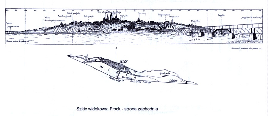 Szkic widokowy - Płock - strona zachodnia - 1920 rok
Z. Bohusz-Szyszko - "Działania wojenne nad Dolną Wisłą w 1920 roku", Warszawa 1931
