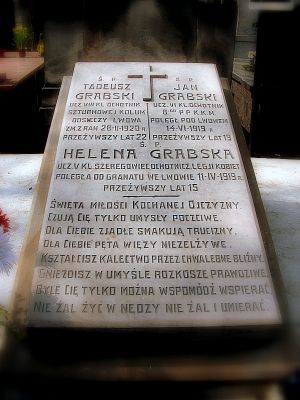 Nagrobek
Stary Cmentarz przy al. Kobylińskiego. Płyta nagrobna rodziny Grabskich - obrońców Lwowa. Obiekt oznaczony znakiem "Miejsce Pamięci Narodowej".
