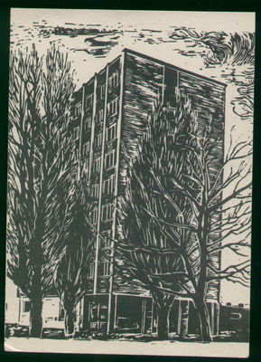 Hotel Petropol
Z serii "1000lecie Płocka"  - linoryt Tadeusza Józefowskiego
