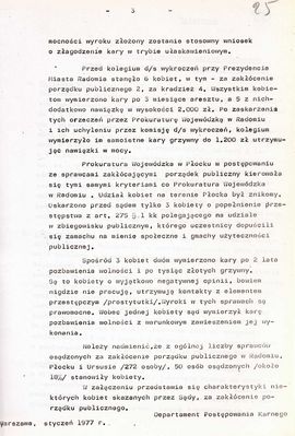 notatka
Notatka Departamentu Postępowania Karnego na temat protestów robotniczych w Radomiu, Ursusie i Płocku w czerwcu 1976 roku (str.3)
