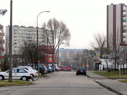 Ul. Lasockiego, widok w kierunku os. Dworcowa i Międzytorza
