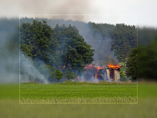 Pożar starej chaty w Borowiczkach
