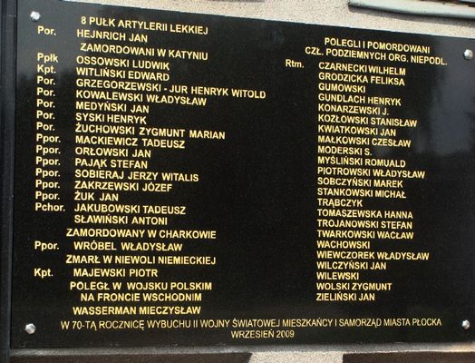 70 rocznicy wybuchu II wojny światowej
uaktualniona tablica na kościele św. Stanisława Kostki - Stanisławówka
Słowa kluczowe: Stanisławowka