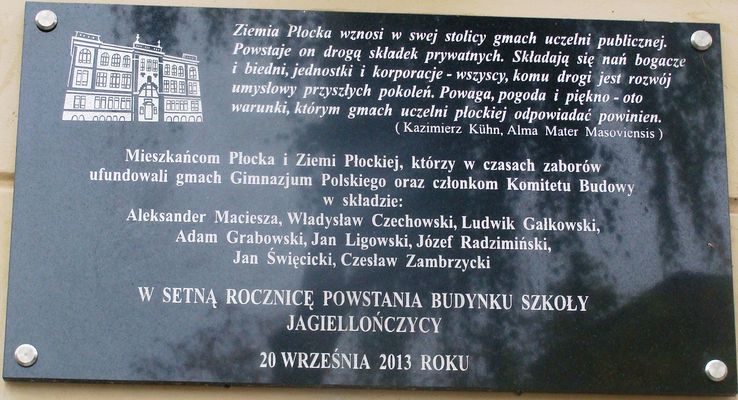 100 lat Jagiellonka
Tablica umieszczona jest na budynku LO im. Władysława Jagiełły
Słowa kluczowe: Jagiellonka tablica