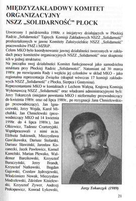 Międzyzakładowy Komitet Organizacyjny  NSZZ "Solidarność" Płock - 1989rok
