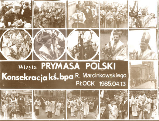 Wizyta Prymasa Polski i Konsekracja kś. bpa Romana Narcinkowskiego
Taką pamiątkę mogli otrzymać wszyscy, którzy przybyli dnia 13 kwietnia 1985r na uroczystą konsekrację księdza Romana Marcinkowskiego. 
Nie pamiętam jaka była cena tego zdjęcia.

kto rozpozna się na zdjęciu
Słowa kluczowe: biskup, tumy, Roman, Marcinkowski