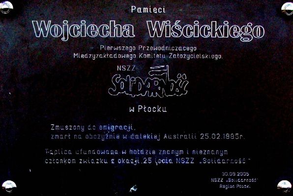 Pamięci Wojciecha Wiścickiego
Słowa kluczowe: tablica pamięci