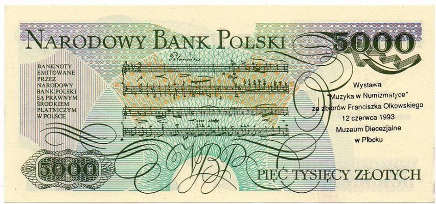 banknot z nadrukiem
Wystawa " Muzyka w numizmatyce" ze zbiorów Franciszka Olkowskiego
Słowa kluczowe: banknot