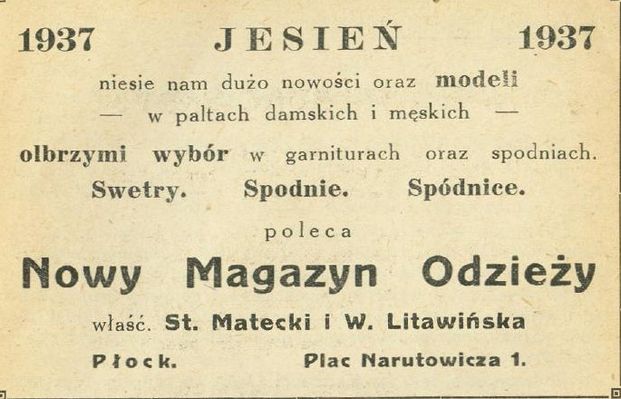 reklama
 z 1937 r.
Słowa kluczowe: reklama