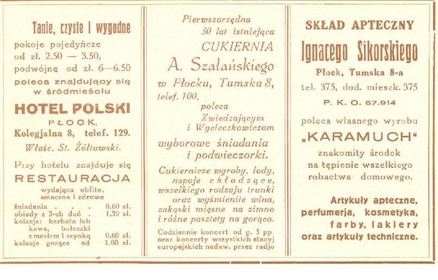Dawna reklama -5
Z publikacji "Poznaj swój kraj" - Płock Zwiedzajcie prastary gród mazowiecki 

lata 30-ste
Słowa kluczowe: reklama