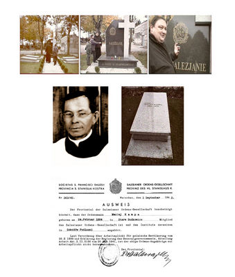 Cmentarz komunalny - kwatera księży Salezjanów
powyżej ks.  ks. Jacek Wilczyński proboszcz w latach 2000 - 2006

poniżej ks. Maciej Kampa
Słowa kluczowe: salezjanie cmentarz