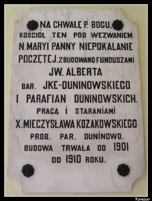 Tablica w kościele w Duninowie Nowym
