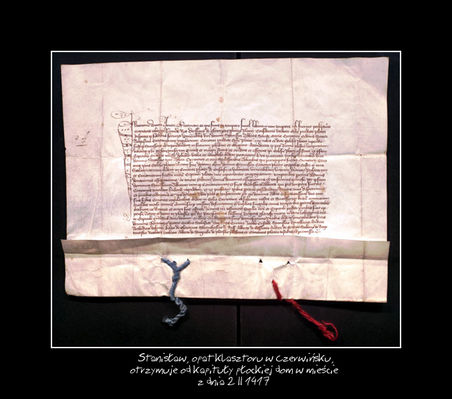 Nadanie domu
Dziersław z Główczyna, prepozyt katedry płockiej, nadaje Stanisławowi, opatowi klasztoru kanoników regularnych w Czerwińsku, kanonikowi płockiemu, i jego następcom dom położony naprzeciwko zamku i przy szkole w Płocku.
