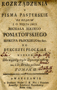 Karta tytułowa dawnego wydawnictwa
Słowa kluczowe: Płock biskup Poniatowski