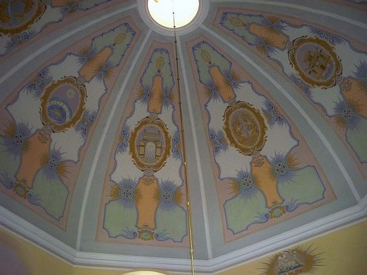 Miszewo Murowane - kościół
Polichromia sklepienia nawy, autorstwa Władysława Drapiewskiego.
Słowa kluczowe: Miszewo Murowane