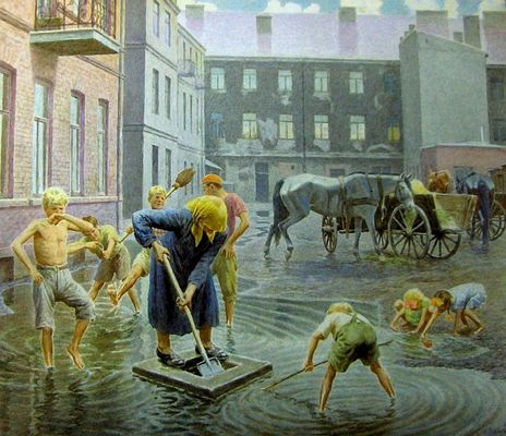 Aleksy Kiriuszyn "Po deszczu" 1961
Muzeum Mazowieckie wydało kalendarz na 2009 rok "Płockie ulice i podwórka w malarstwie Aleksego Kiriuszyna"
Słowa kluczowe: Płock Kiriuszyn