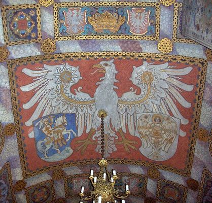 Katedra - Kaplica Królewska
Herbowa tematyka polichromii kaplicznego sklepienia.
