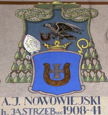 HERBOWY POCZET BISKUPÓW PŁOCKICH wg fryzu w katedrze płockiej
76. Antoni Julian Nowowiejski herbu Jastrzębiec (1908 - 1941)
Słowa kluczowe: katedra herb biskup Nowowiejski