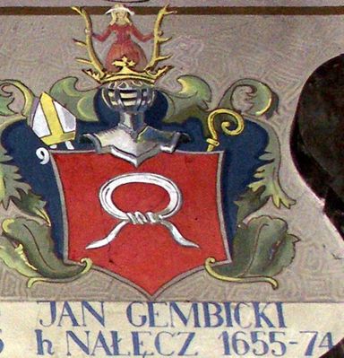 HERBOWY POCZET BISKUPÓW PŁOCKICH wg fryzu w katedrze płockiej
56. Jan Gembicki herbu Nałęcz (1655 - 1674)
Słowa kluczowe: katedra herb biskup Gembicki