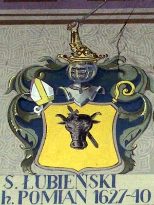 HERBOWY POCZET BISKUPÓW PŁOCKICH wg fryzu w katedrze płockiej
54. Stanisław Łubieński herbu Pomian (1627 - 1640)
Słowa kluczowe: katedra herb biskup Łubieński