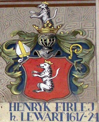 HERBOWY POCZET BISKUPÓW PŁOCKICH wg fryzu w katedrze płockiej
52. Henryk Firlej herbu Lewart (1617 - 1624)
Słowa kluczowe: katedra herb biskup Firlej