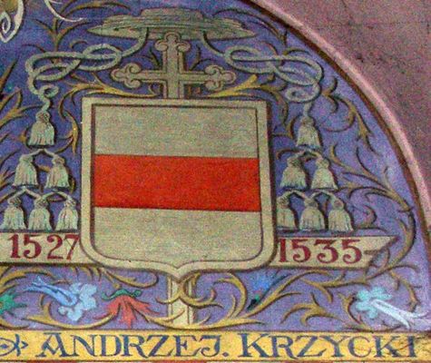 HERBOWY POCZET BISKUPÓW PŁOCKICH wg fryzu w katedrze płockiej
41. Andrzej Krzycki herbu Kotwicz (1527 - 1535)
Jedyny herb, który umieszczono nad fryzem.
Słowa kluczowe: katedra herb biskup Krzycki