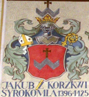 HERBOWY POCZET BISKUPÓW PŁOCKICH wg fryzu w katedrze płockiej
31. Jakub z Korzkwi herbu Syrokomla (1396 - 1425)
Słowa kluczowe: katedra herb biskup Jakub