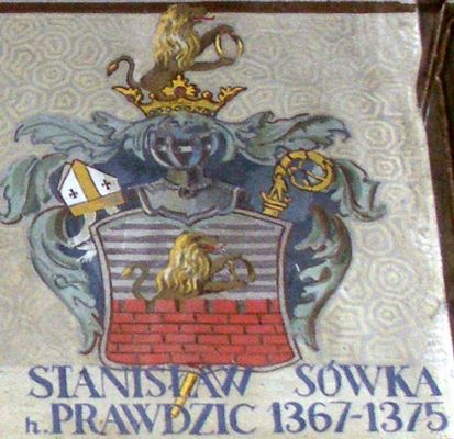 HERBOWY POCZET BISKUPÓW PŁOCKICH wg fryzu w katedrze płockiej
26. Stanisław Sówka herbu Prawdzic (1367 - 1375)
Słowa kluczowe: katedra herb biskup Sówka