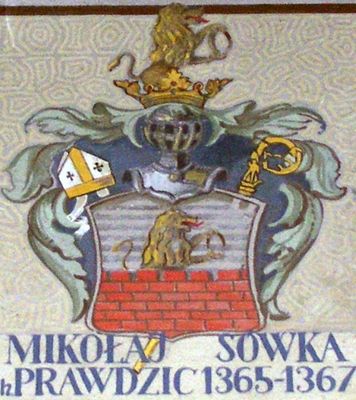 HERBOWY POCZET BISKUPÓW PŁOCKICH wg fryzu w katedrze płockiej
25. Mikołaj Sówka herbu Prawdzic (1365 - 1367)
Słowa kluczowe: katedra herb biskup Mikołaj