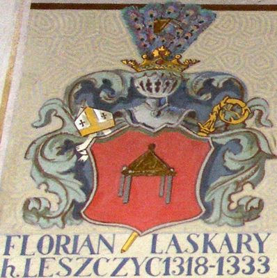 HERBOWY POCZET BISKUPÓW PŁOCKICH wg fryzu w katedrze płockiej
21. Florian Laskary herbu Leszczyc (1318 - 1333)
Słowa kluczowe: katedra herb biskup Laskary