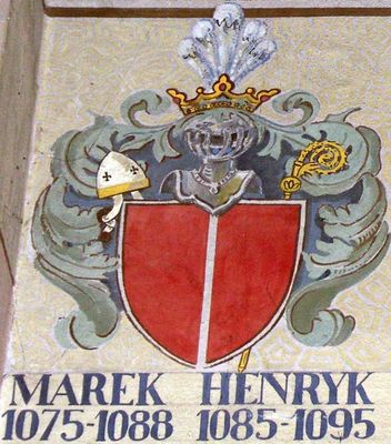 HERBOWY POCZET BISKUPÓW PŁOCKICH wg fryzu w katedrze płockiej
1a. Marek herb nieznany (1075 - 1088)
1b. Henryk herb nieznany (1085 - 1095)
Słowa kluczowe: katedra herb biskup Marek