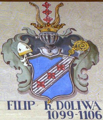 HERBOWY POCZET BISKUPÓW PŁOCKICH wg fryzu w katedrze płockiej
3. Filip herbu Doliwa (1099 - 1106)
Słowa kluczowe: katedra herb biskup Filip