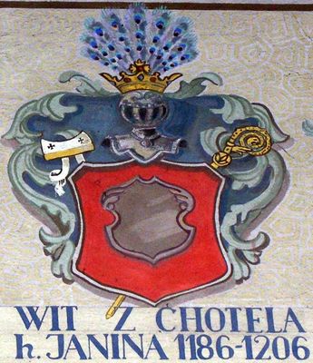 HERBOWY POCZET BISKUPÓW PŁOCKICH wg fryzu w katedrze płockiej
8. Wit z Chotela herbu Janina (1186 - 1206)
Słowa kluczowe: katedra herb biskup Wit