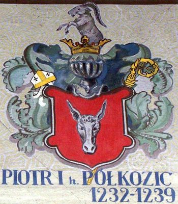 HERBOWY POCZET BISKUPÓW PŁOCKICH wg fryzu w katedrze płockiej
12. Piotr I herbu Półkozic (1232 - 1239)
Słowa kluczowe: katedra herb biskup Piotr