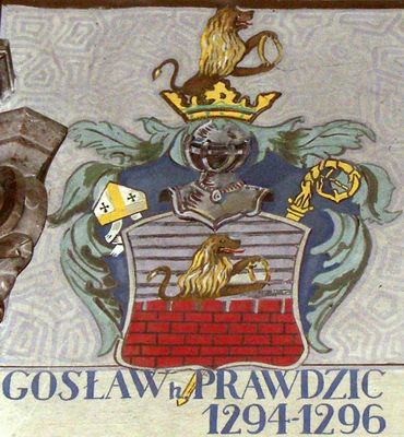 HERBOWY POCZET BISKUPÓW PŁOCKICH wg  fryzu w katedrze płockiej
18. Gosław herbu Prawdzic (1294 - 1296)
Słowa kluczowe: katedra herb biskup Gosław
