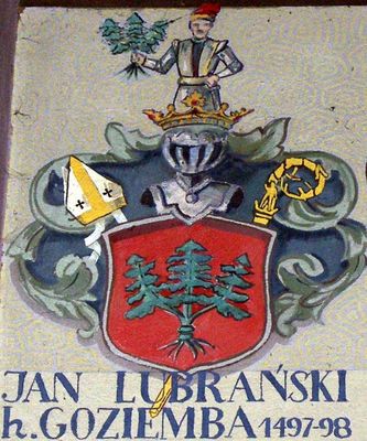 HERBOWY POCZET BISKUPÓW PŁOCKICH wg fryzu w katedrze płockiej
37. Jan Lubrański herbu Godziemba (1497 - 1498)
