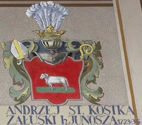 HERBOWY POCZET BISKUPÓW PŁOCKICH wg fryzu w katedrze płockiej
61. Andrzej Stanisław Kostka Załuski herbu Junosza (1723 - 1736)
Słowa kluczowe: katedra herb biskup Załuski