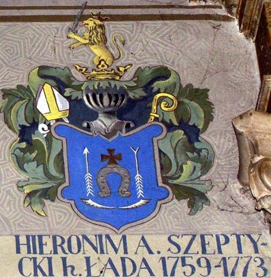 HERBOWY POCZET BISKUPÓW PŁOCKICH wg fryzu w katedrze płockiej
64. Hieronim Antoni Szeptycki herbu Łada (1759 - 1773)
Słowa kluczowe: katedra herb biskup Szeptycki