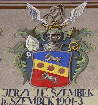 HERBOWY POCZET BISKUPÓW PŁOCKICH wg fryzu w katedrze płockiej
74. Jerzy Józef Elizeusz Szembek herbu Szembek (1901 - 1903)
Słowa kluczowe: katedra herb biskup Szembek
